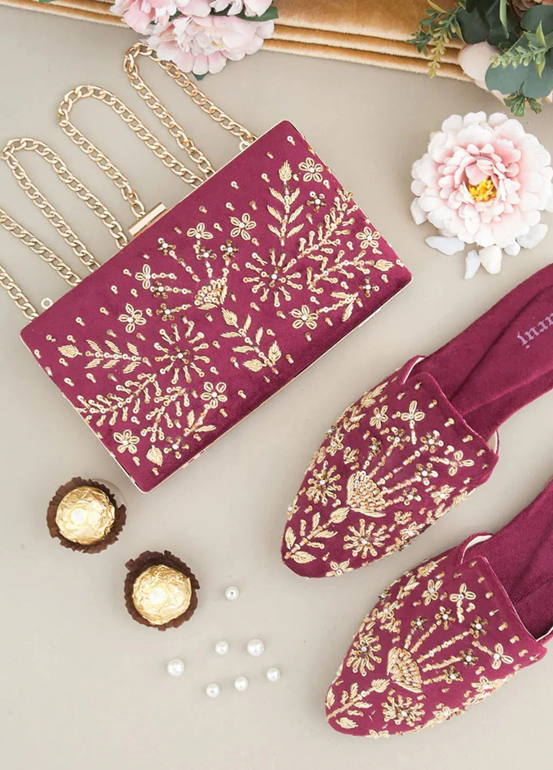 Zuruj Festive Style Mules x Clutch MC-238-Magenta