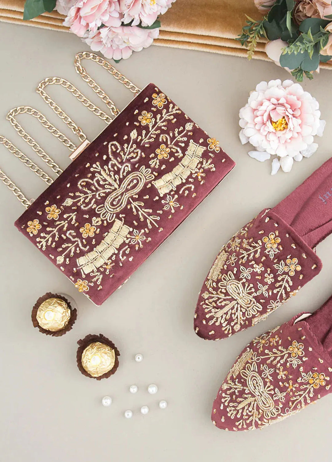 Zuruj Festive Style Mules x Clutch MC-239-BROWN