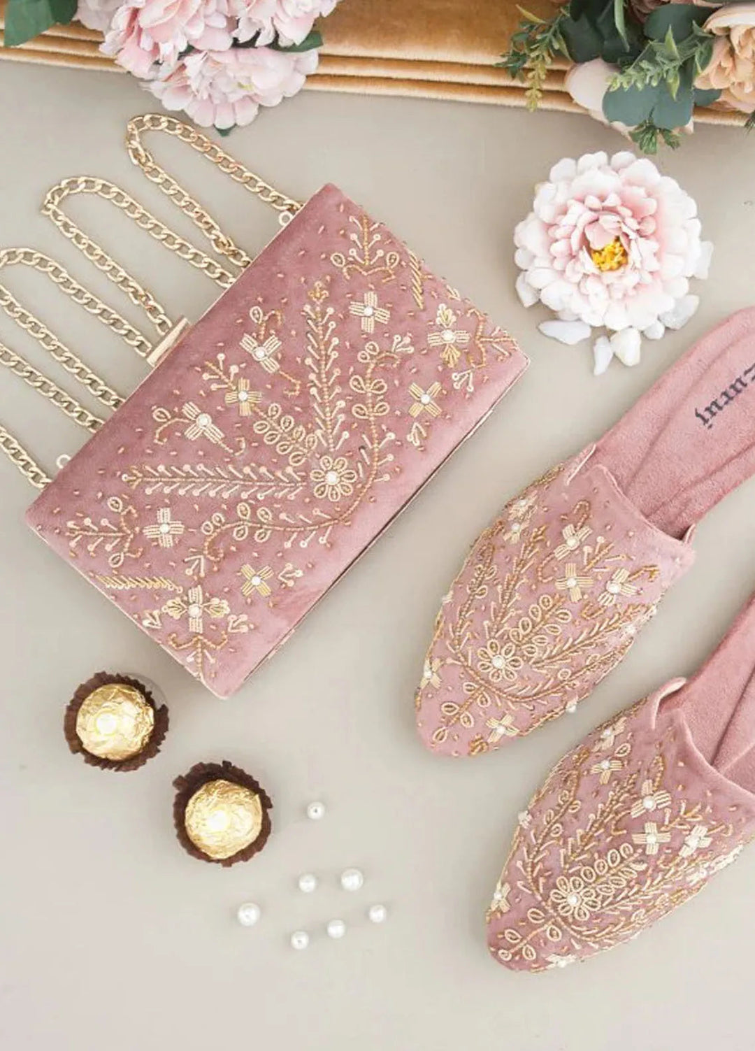 Zuruj Festive Style Mules x Clutch MC-240-Pulp