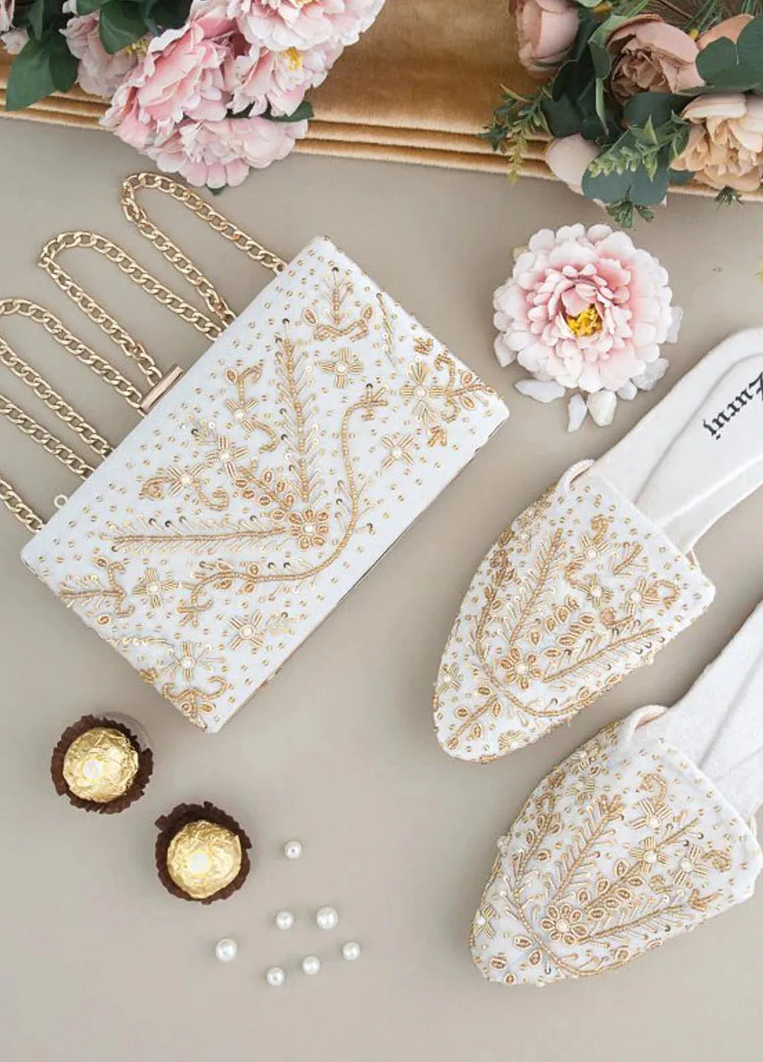 Zuruj Festive Style Mules x Clutch MC-240-WHITE