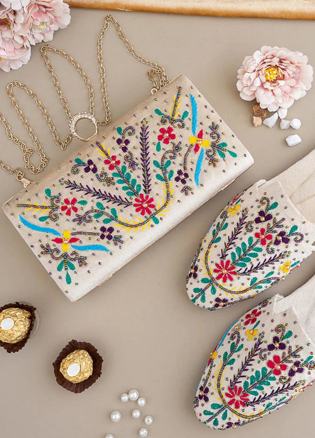 Zuruj Festive Style Mules x Clutch MC-251-CREAM