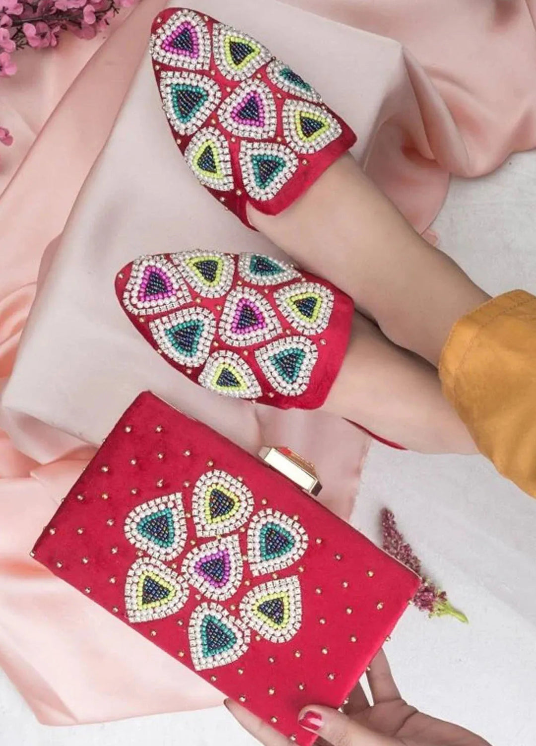 Zuruj Festive Style Mules x Clutch MC-255-PINK