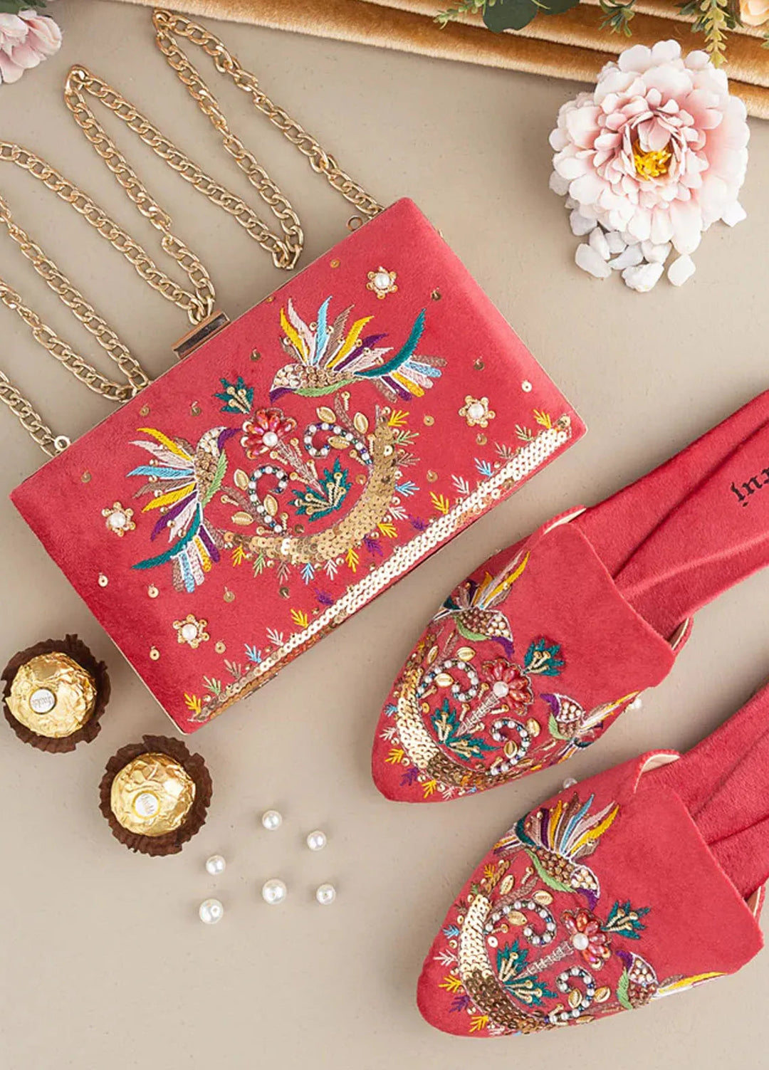 Zuruj Festive Style Mules x Clutch MC-41-PINK