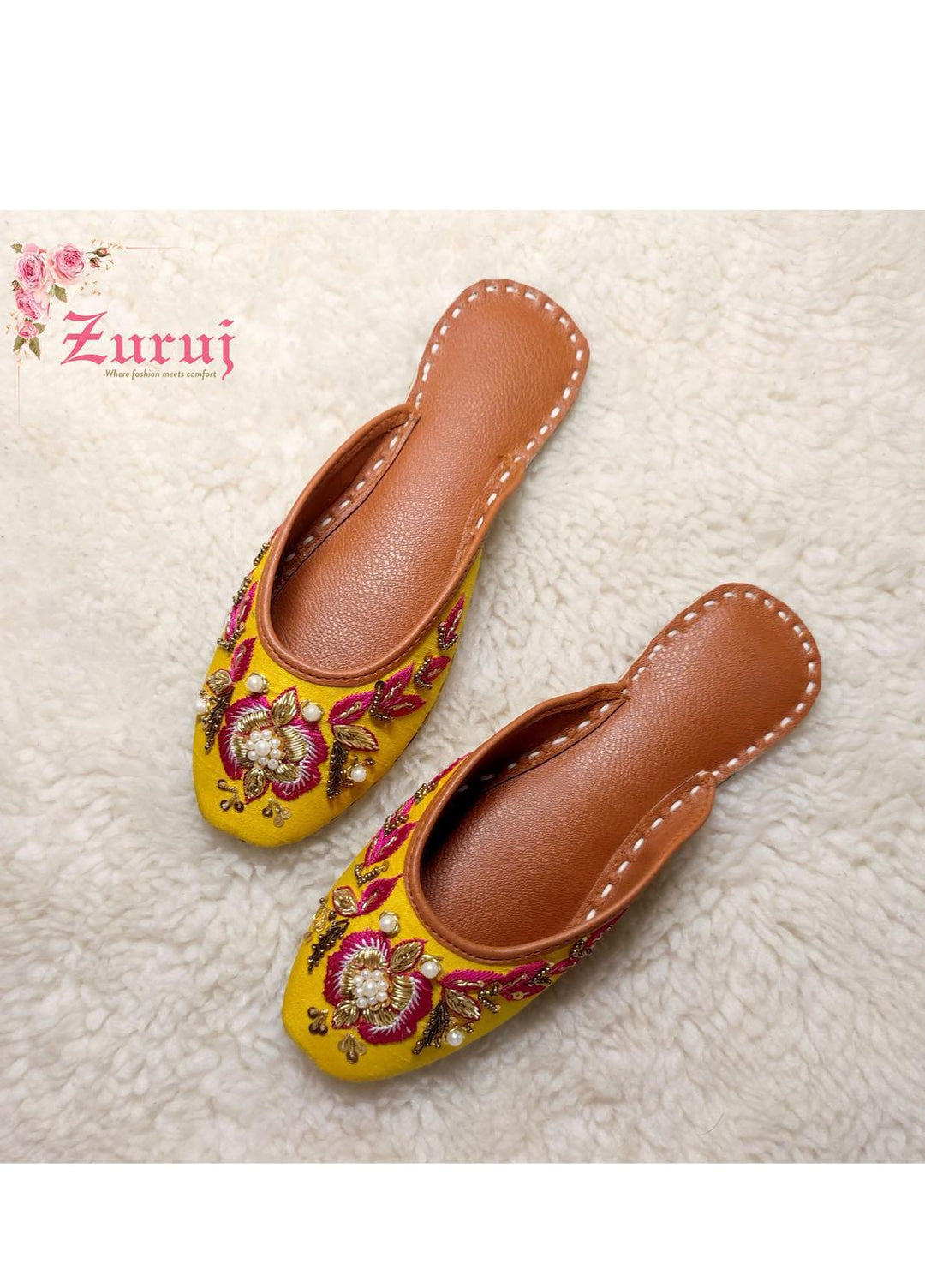 Zuruj Festive Style Backless Khussay JU-111-Y