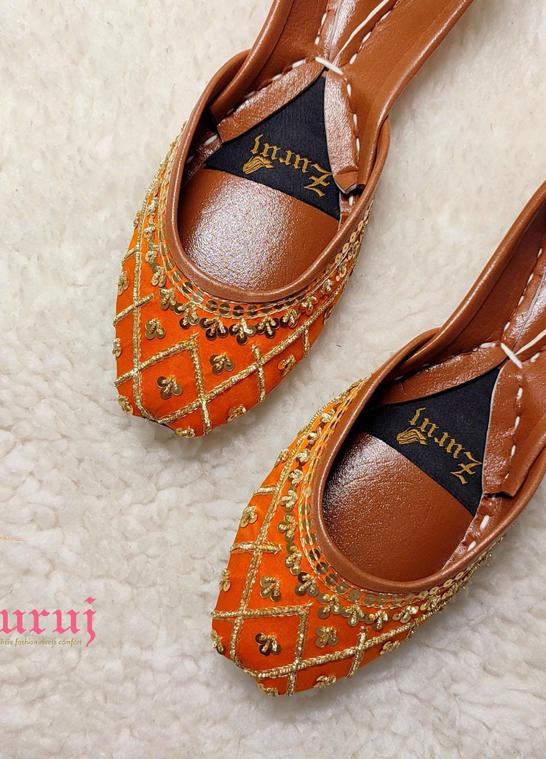 Zuruj Formal Style Khussa Zun-35-Orange