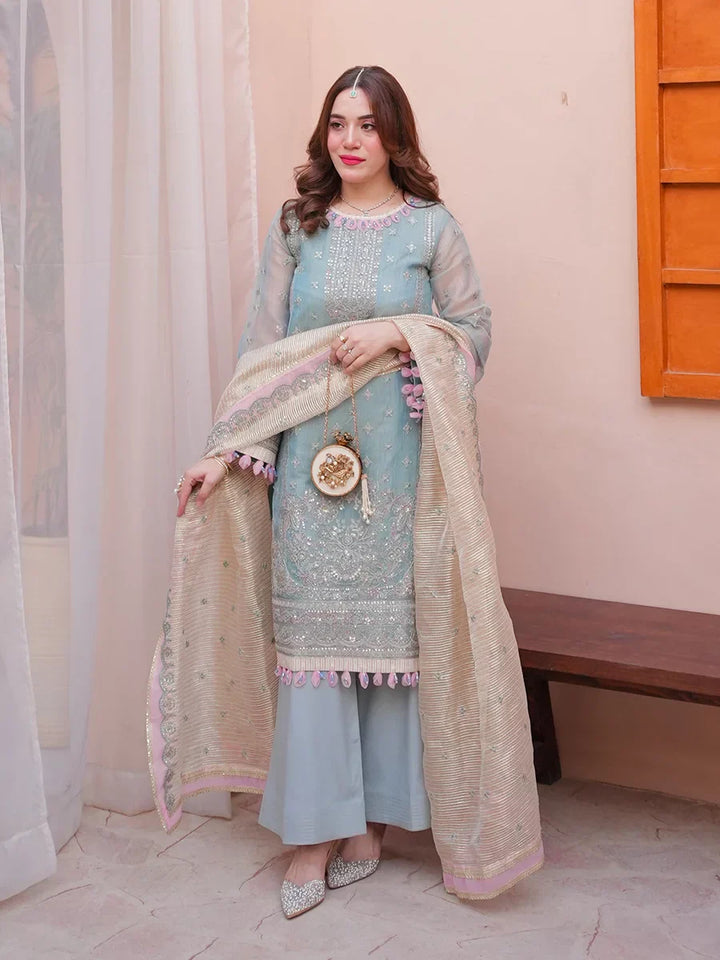 Salitex Unstitched Embroidered Cotton Net 3 Piece Suit SUNS7JI064UT - Festive Collection