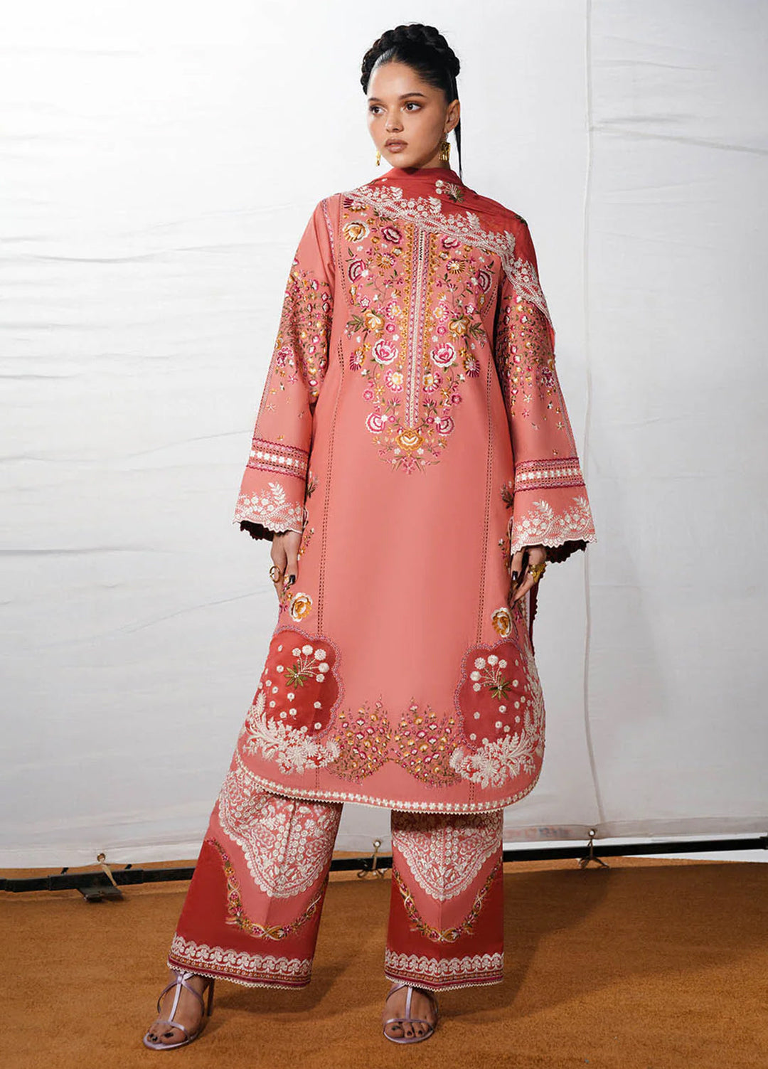 Jugnu by Hussain Rehar Unstitched Embroidered Cotton 3 Piece Suit HR26UJC DINAZ - Festive Collection