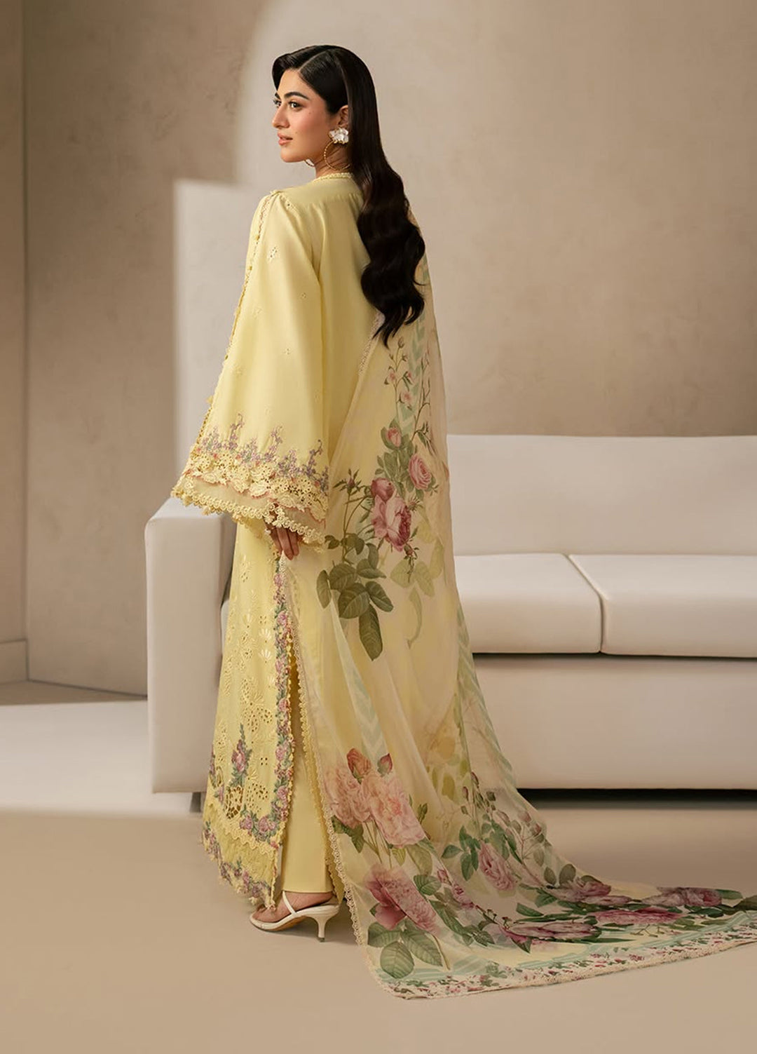 E-Craft by Elaf Unstitched Embroidered Lawn 3 Piece Suit EHC-3A Sunstone - Casual Collection