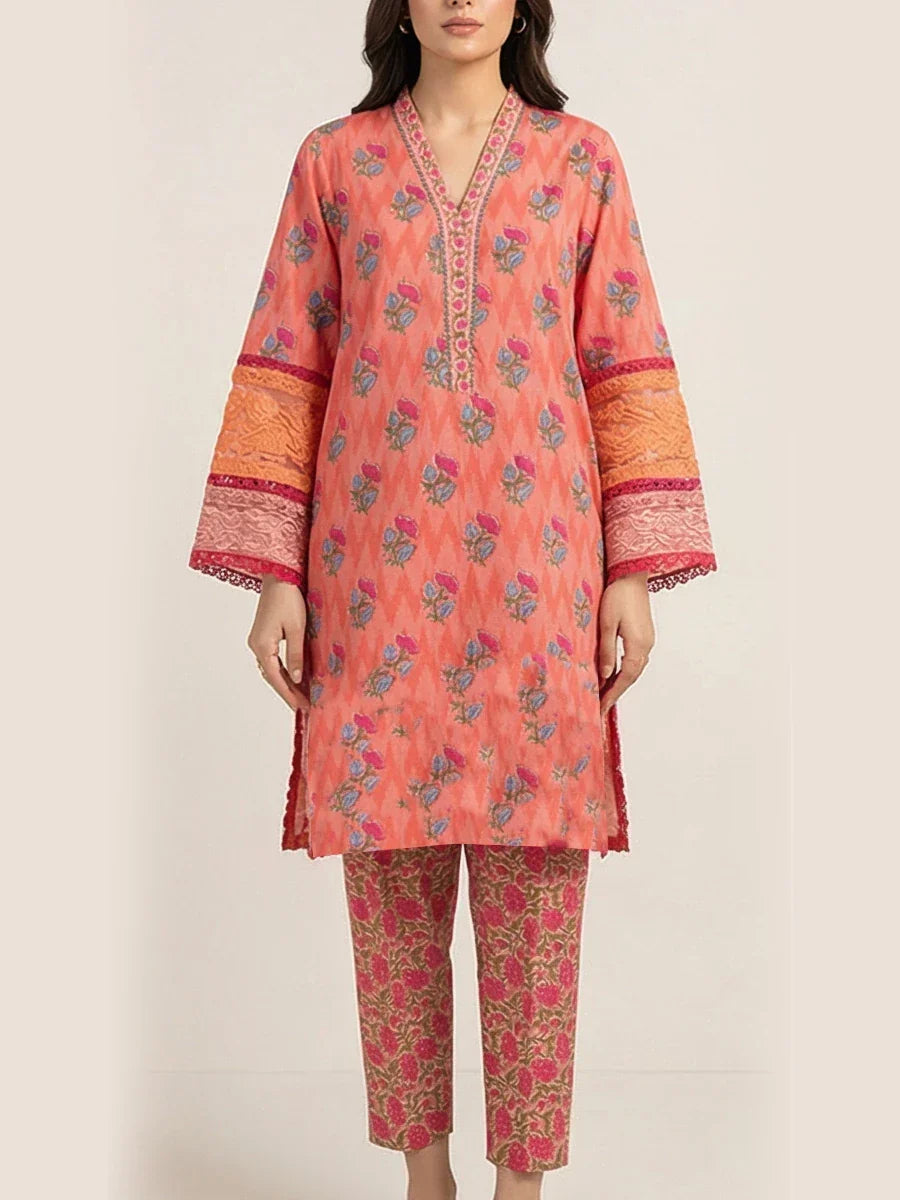Salitex Women Printed Cross Hatch 2 Piece Suit SPL2PEC037-A - Summer Collection