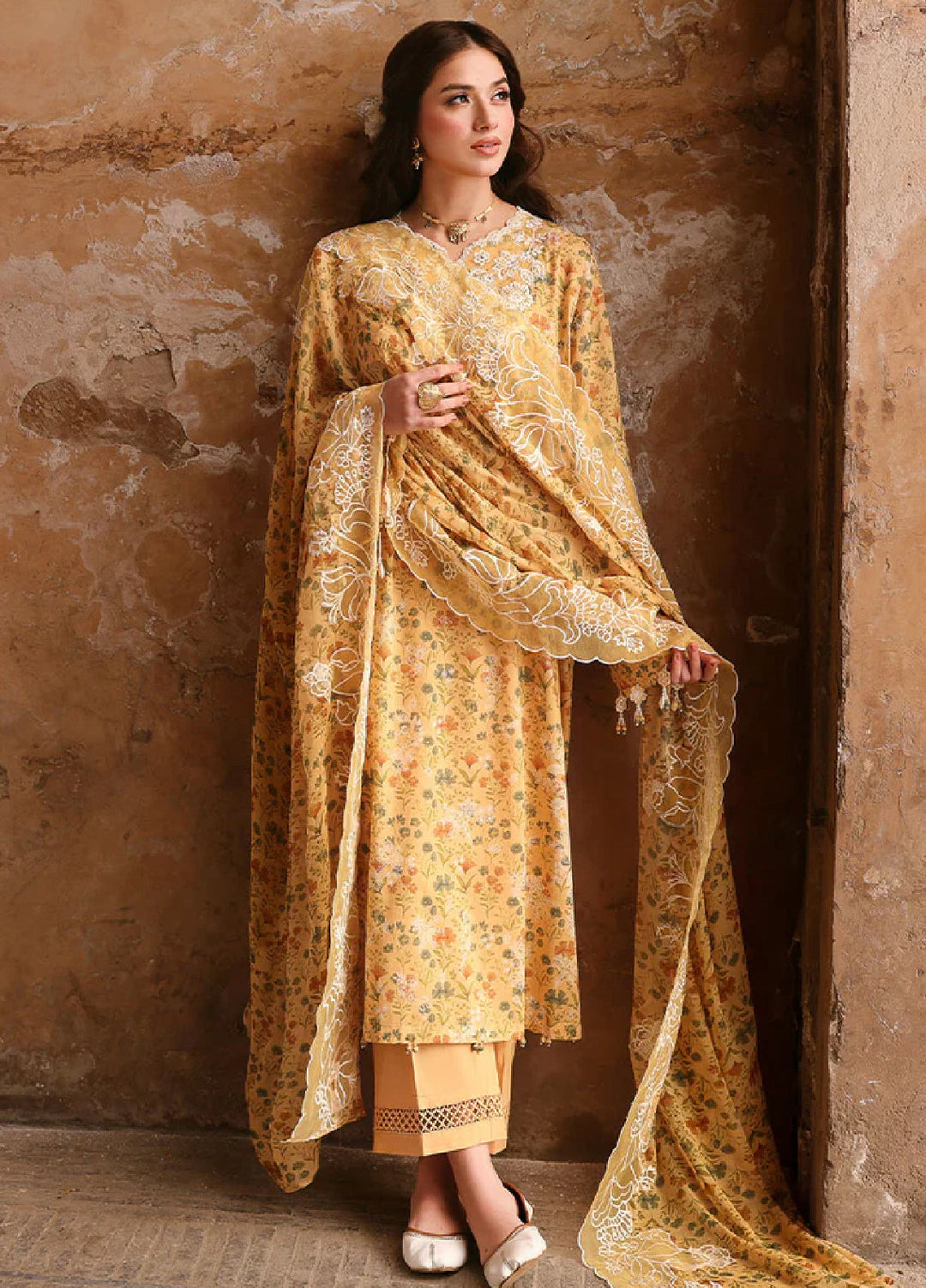 Cross Stitch Unstitched Embroidered Premium Lawn 3 Piece Suit CS26UCPL D22 SUNLIT HUE - Eid Collection