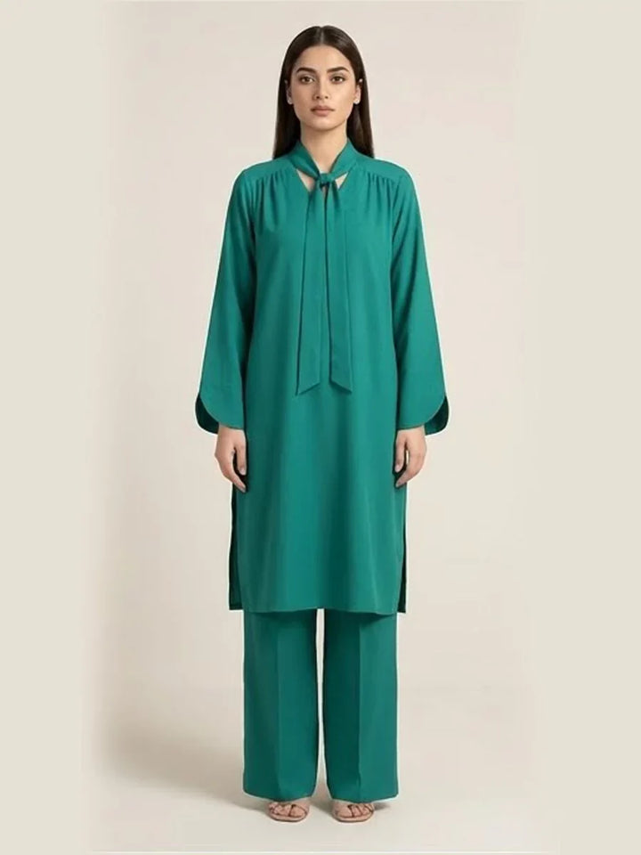 Salitex Women Solids Crepe 2 Piece Suit SS25PBC690-A - Summer Collection
