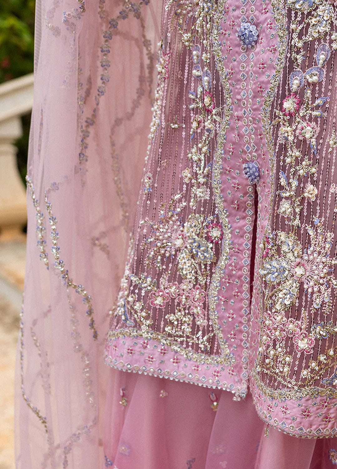 Inception by Mushq Embroidered Net Suits Unstitched 4 Piece MQ25IW D-05 Pretty In Pink - Wedding Collection