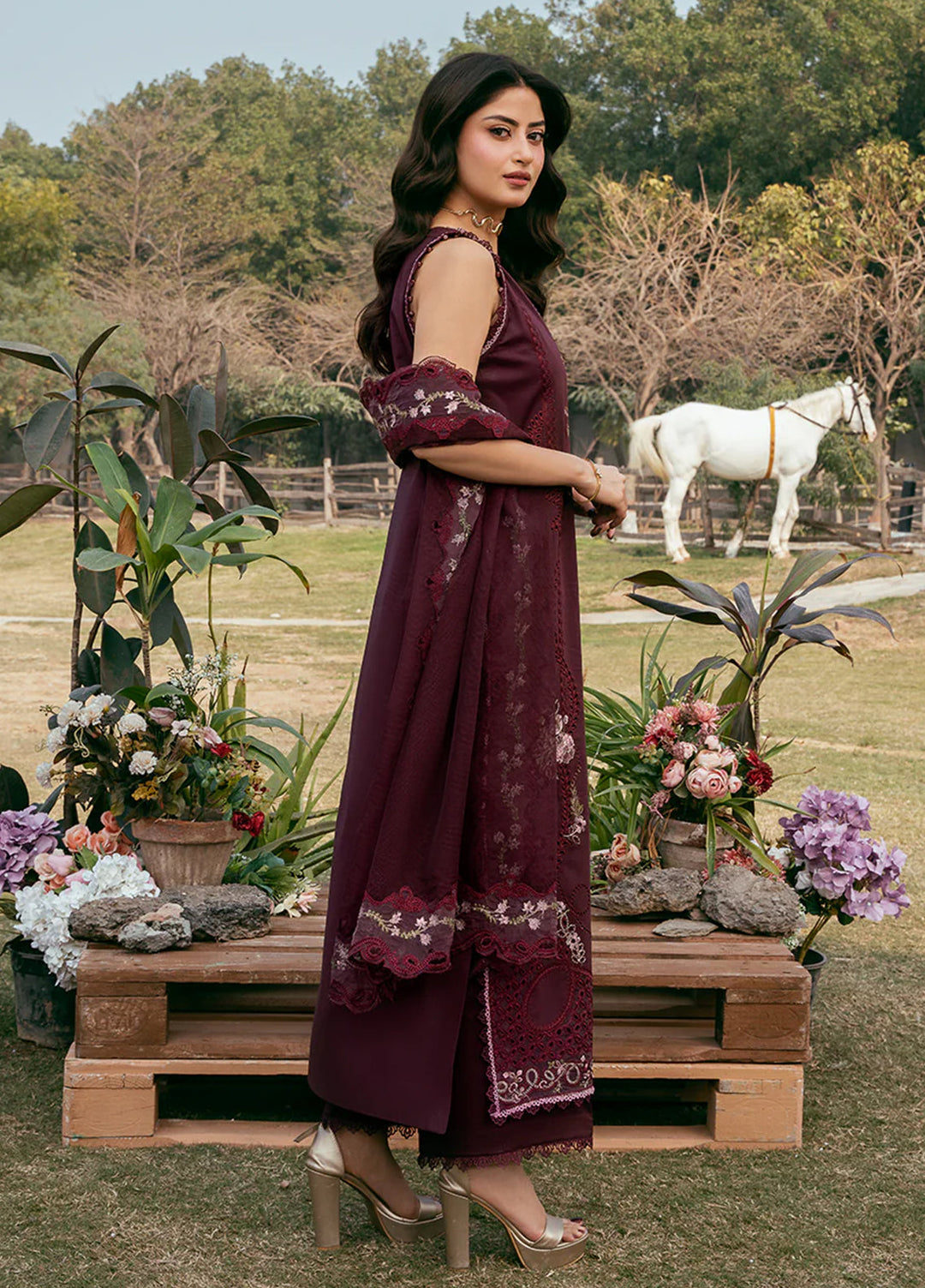 Mahveen by Izel Unstitched Embroidered Lawn 3 Piece Suit Anaya - Eid Collection