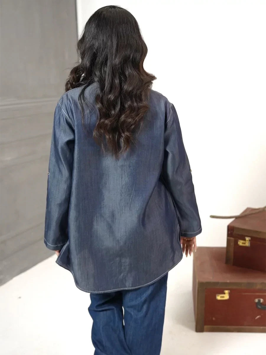 Salitex Women Solids Denim 1 Piece Shirt WP7L1PBE486-A - Winter Collection