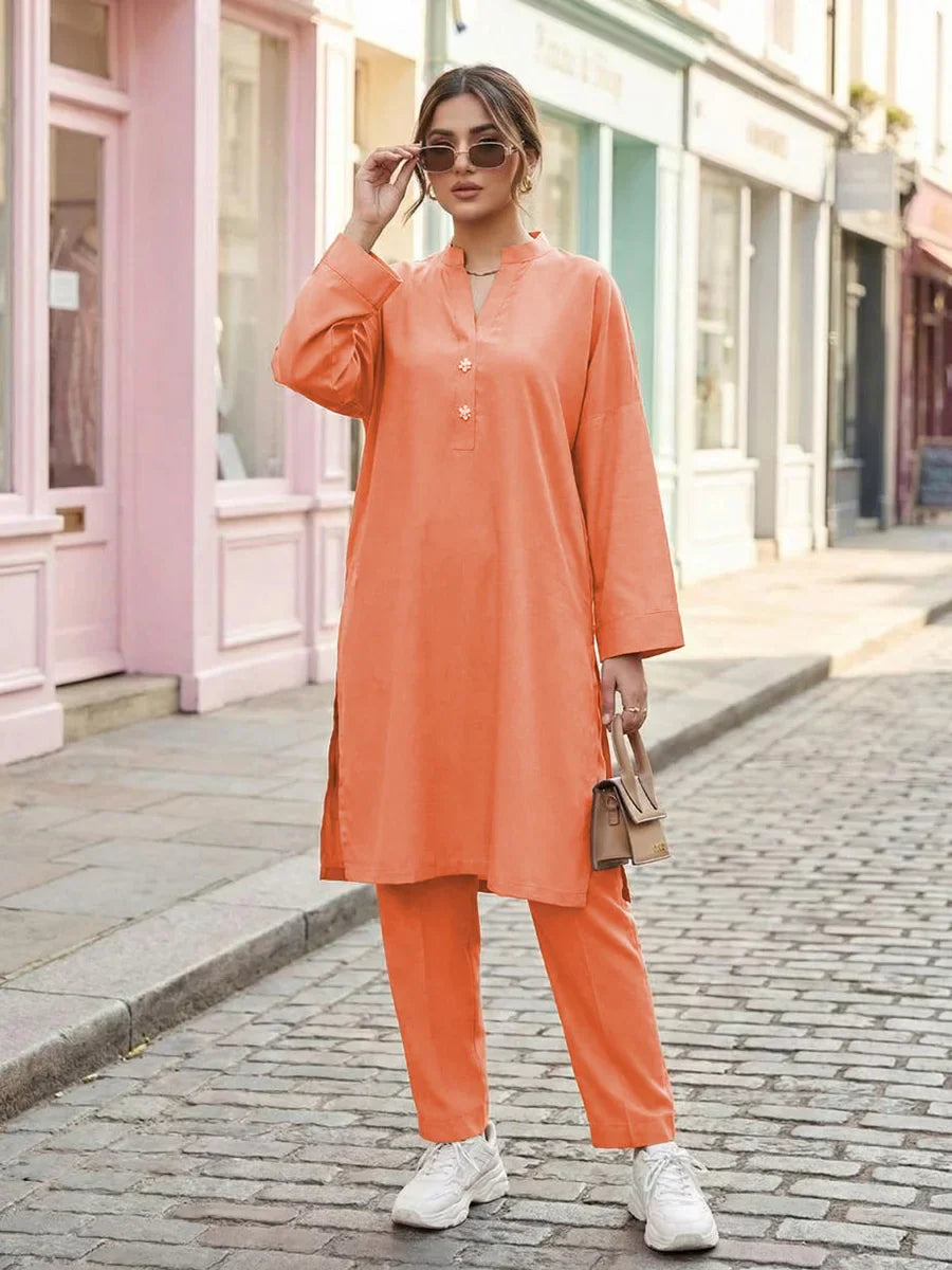 Salitex Women Solids Crepe 2 Piece Suit SS25PBC691 - Summer Collection