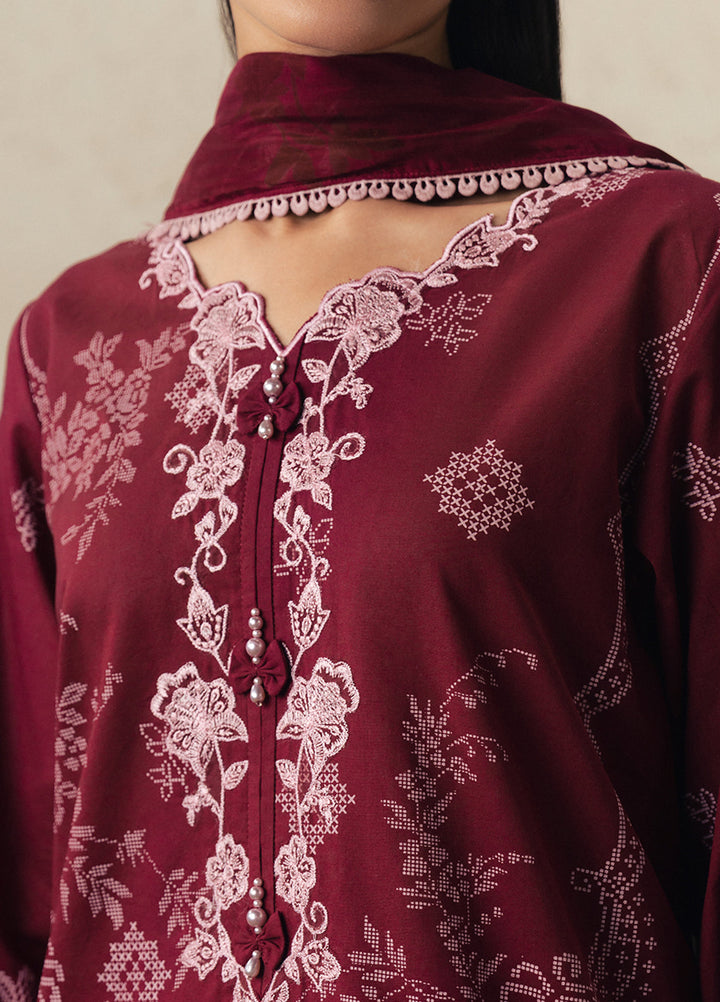 Moonsoon Edit by Cross Stitch Unstitched Printed Cambric 3 Piece Suit CS26UCM Velvet Whisper - Casual Collection