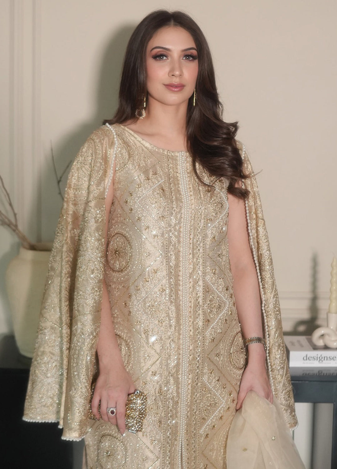 Zarmina by Zariya Unstitched Embroidered Gold Lama 3 Piece Suit ZRY26UZ ZB50045 - Festive Collection