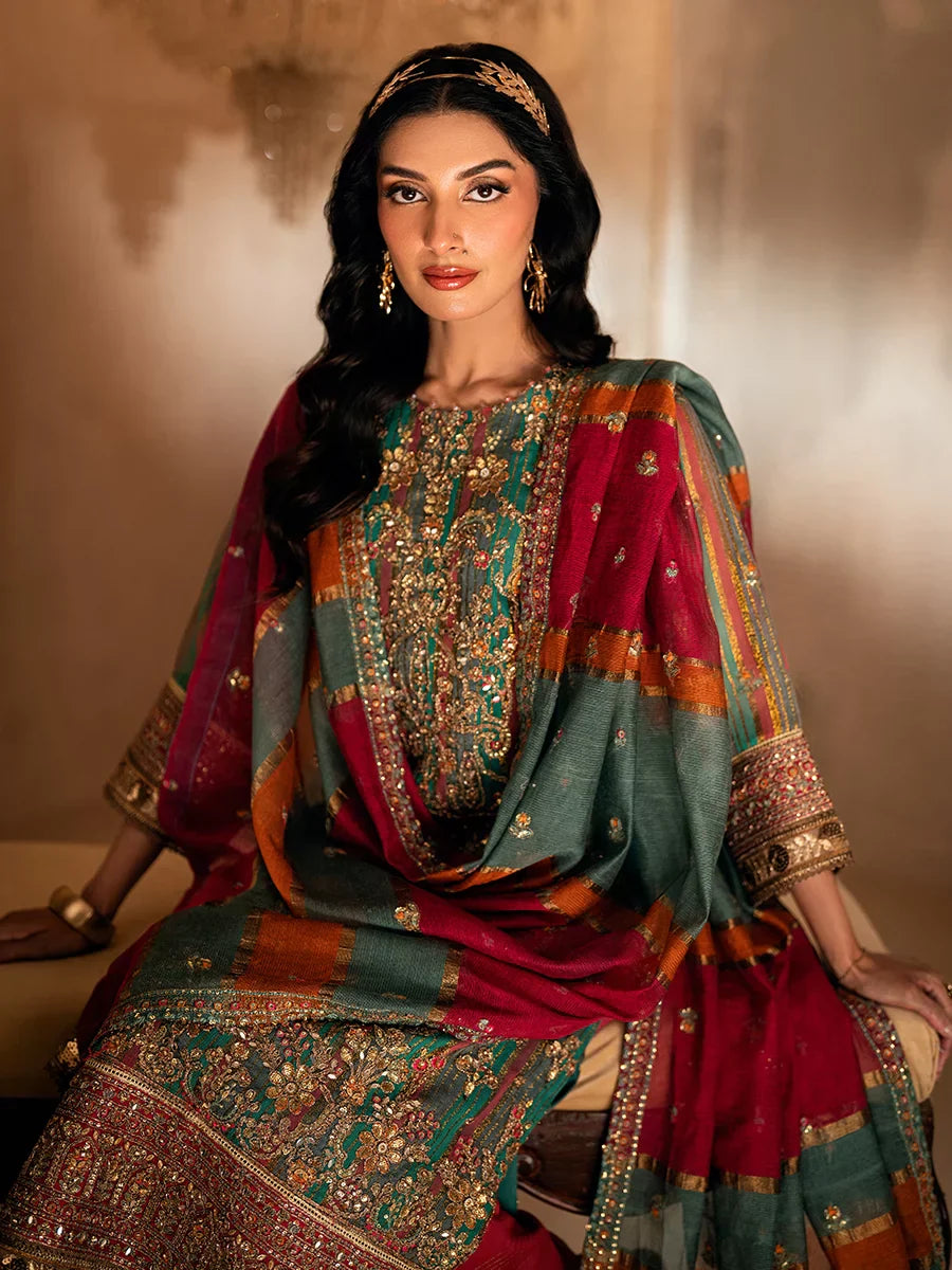 Salitex Roma Luxury Unstitched Embroidered Khaddi Net 3 Piece Suit SUNW6RO009UT - Festive Collection