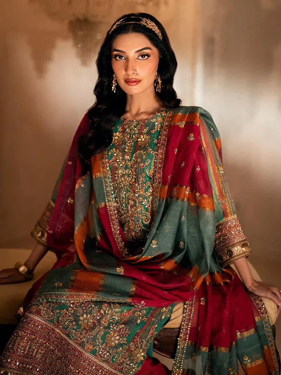Salitex Roma Luxury Unstitched Embroidered Khaddi Net 3 Piece Suit SUNW6RO009UT - Festive Collection