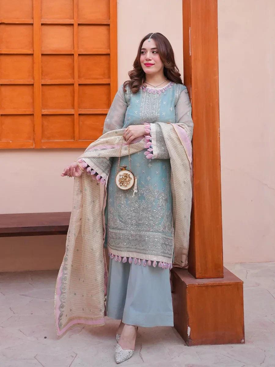 Salitex Unstitched Embroidered Cotton Net 3 Piece Suit SUNS7JI064UT - Festive Collection