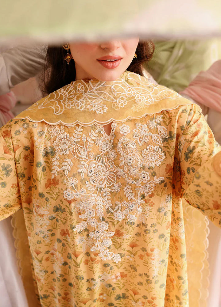 Cross Stitch Unstitched Embroidered Premium Lawn 3 Piece Suit CS26UCPL D22 SUNLIT HUE - Eid Collection