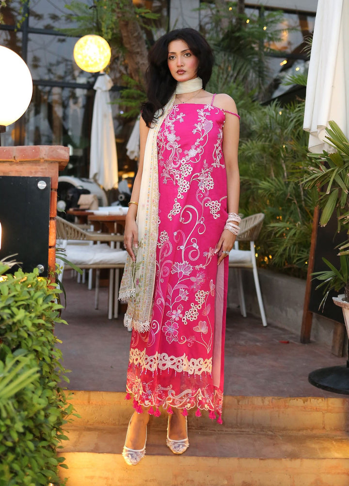 Asifa and Nabeel Unstitched Embroidered Lawn 3 Piece Suit AN26ULE Fuchsia Allure VSL 26-09 - Eid Collection