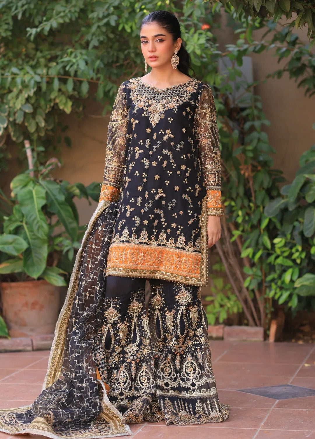 Jhil Mil by Maria Osama Khan Embroidered Organza Suits Unstitched 3 Piece MOK25JM Surmayi - Wedding Collection