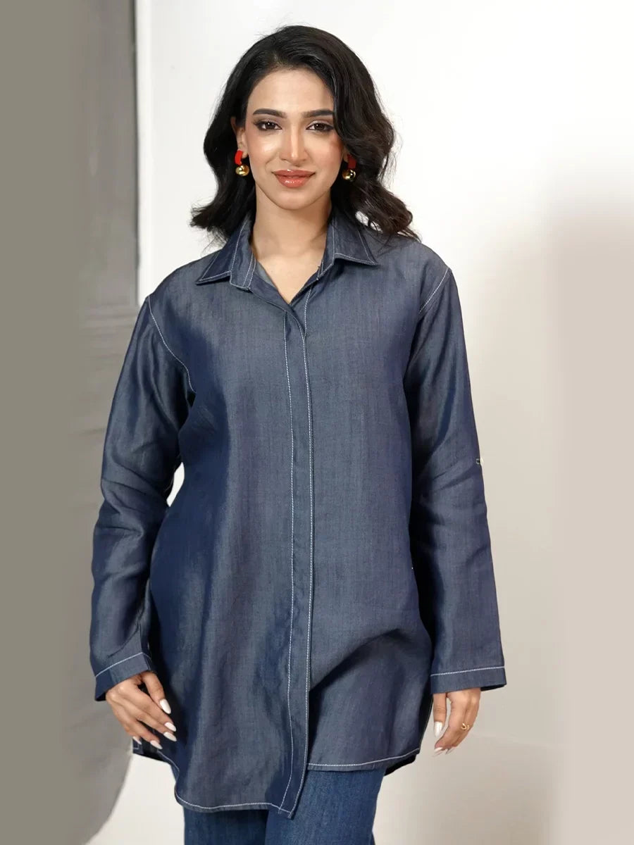 Salitex Women Solids Denim 1 Piece Shirt WP7L1PBE486-A - Winter Collection