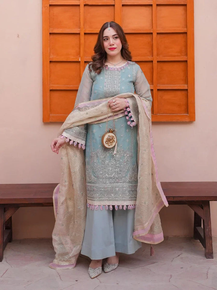 Salitex Unstitched Embroidered Cotton Net 3 Piece Suit SUNS7JI064UT - Festive Collection