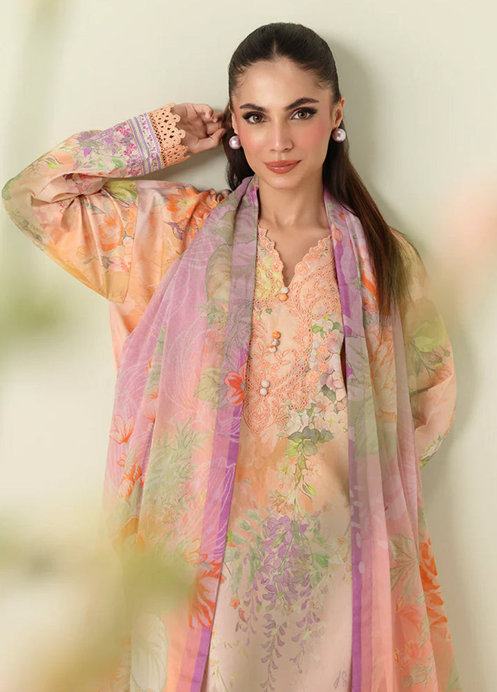 Rosette by Roheenaz Unstitched Lawn Embroidered 3 Piece Suit RNZ26UR Sunlit Fern-2B - Summer Collection
