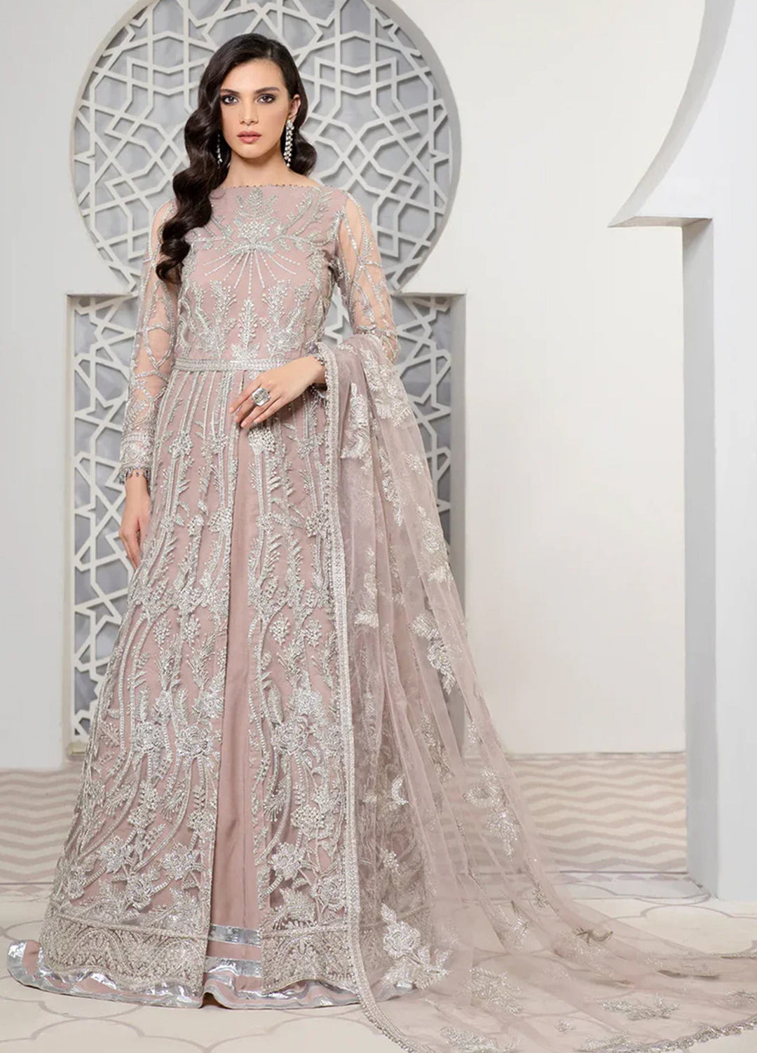 Pareesia by Zarif Embroidered  Suits Unstitched 3 Piece ZR25UF ZP 01 ROSE GOLD - Luxury Collection