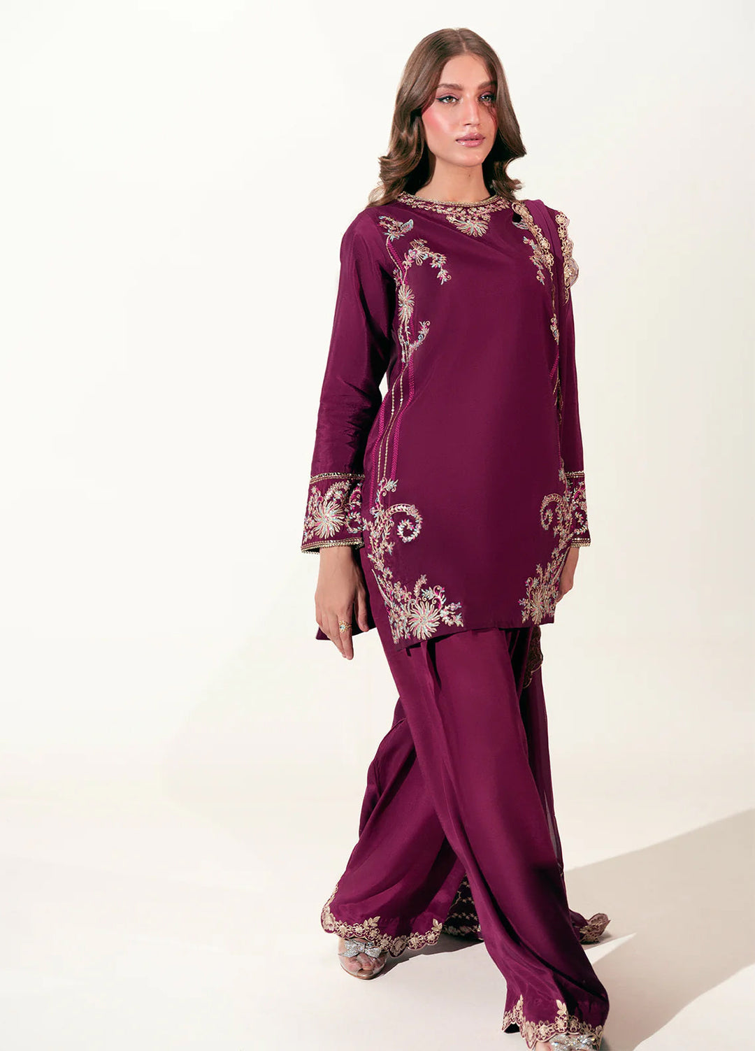 Sahane Pret Embroidered Raw Silk 3 Piece Suit ME 24008 Camilla