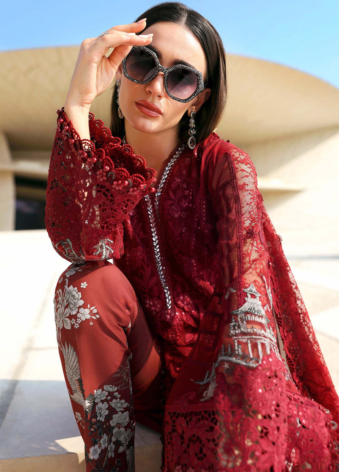 Maria B Unstitched Embroidered Luxury Lawn 3 Piece Suit MB26UEL 7A - Eid Collection