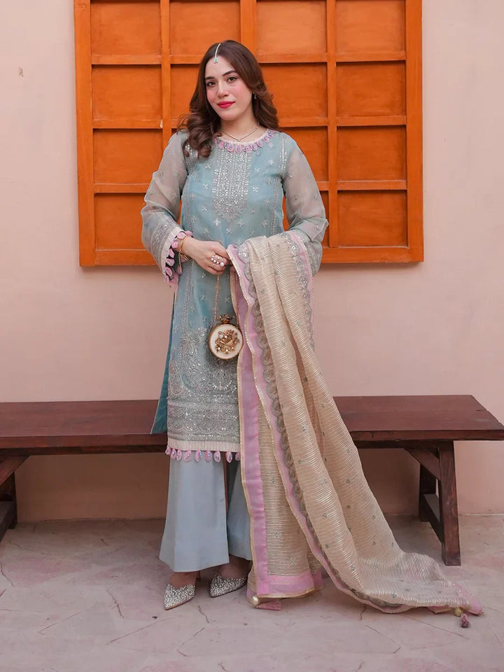 Salitex Unstitched Embroidered Cotton Net 3 Piece Suit SUNS7JI064UT - Festive Collection