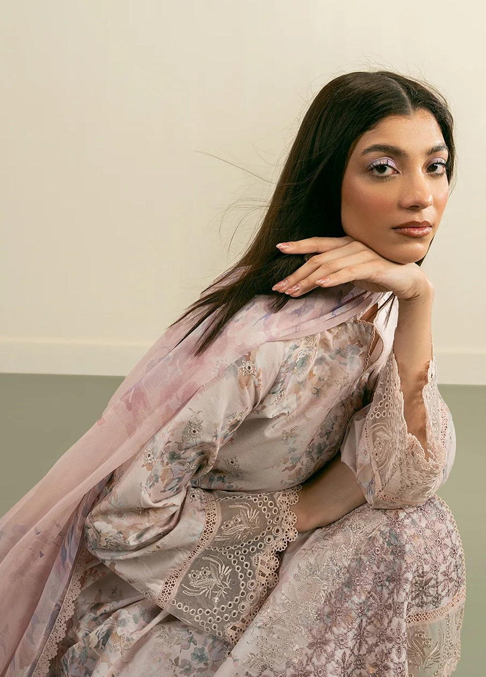 Zephyr by Ayzel Unstitched Lawn Embroidered 3 Piece Suit AAF26UZ D-2 Amani - Summer Collection
