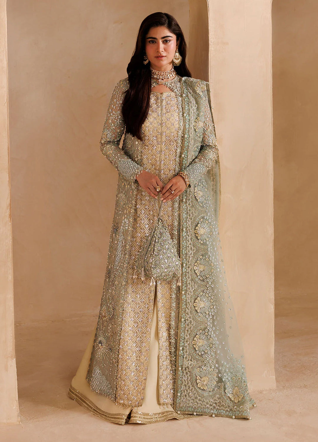 Sardinia Brides Unstitched Hand work Organza 3 Piece Suit SR26UB Elysia 1804 - Wedding Collection
