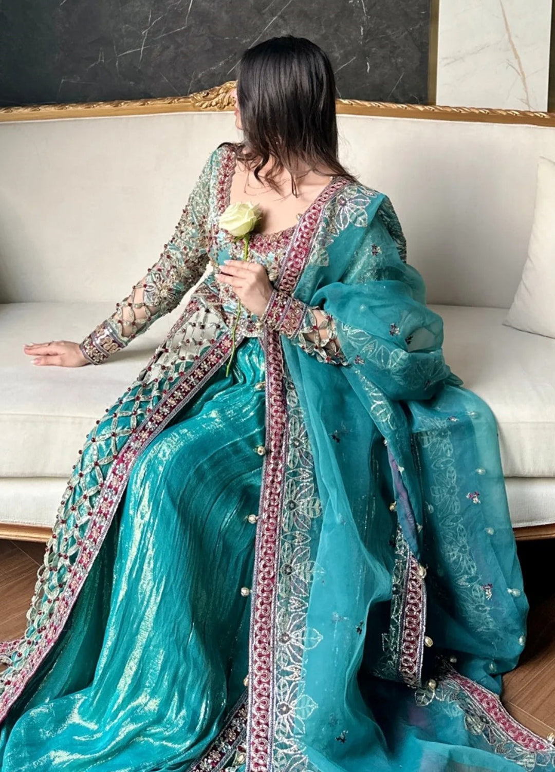 Jhil Mil by Maria Osama Khan Embroidered Tissue Suits Unstitched 3 Piece MOK25JM Chamkeli - Wedding Collection