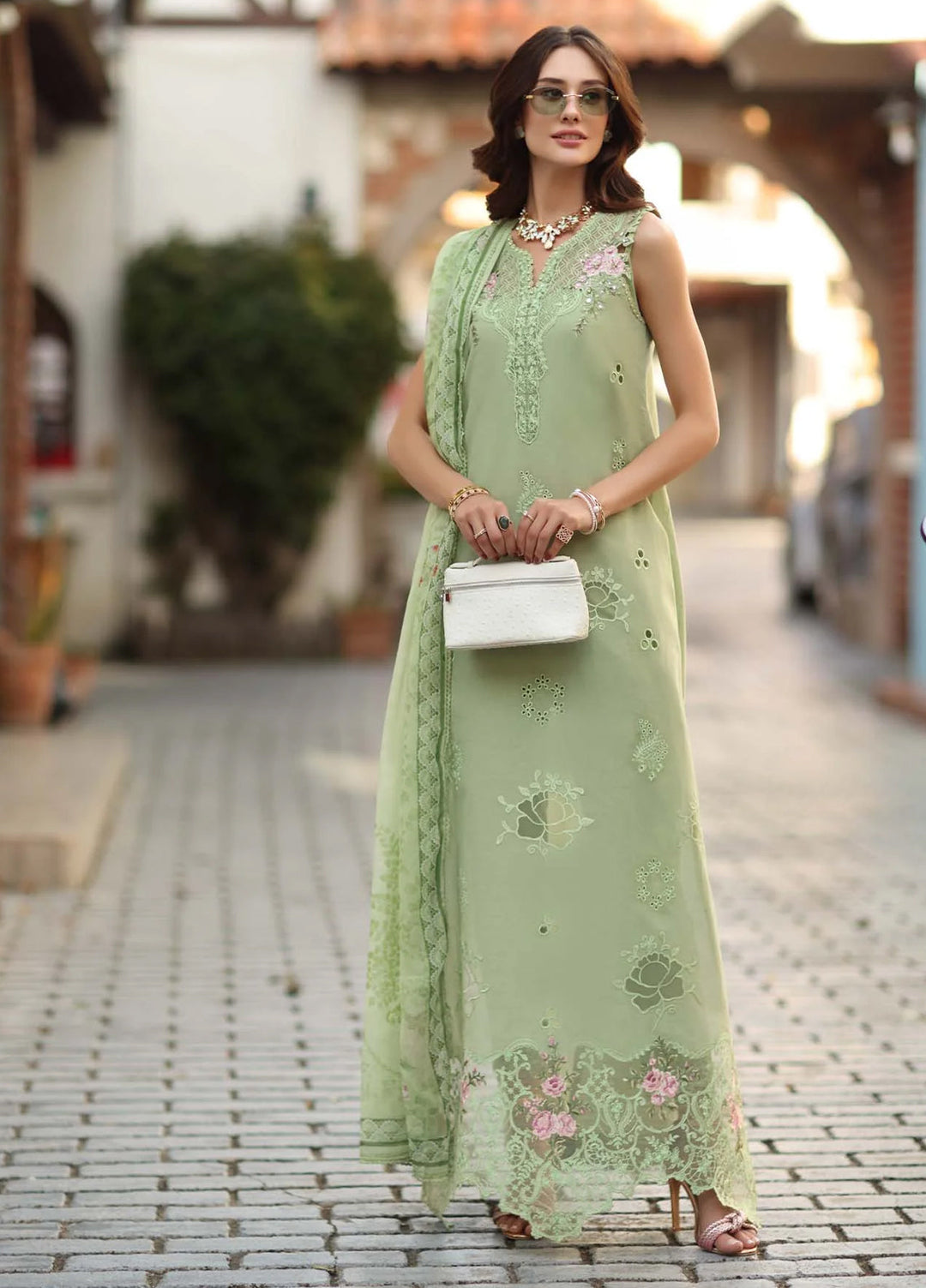 Noor Luxe by Saadia Asad Unstitched Embroidered Lawn 3 Piece Suit SA26UNL D-3A - Summer Collection