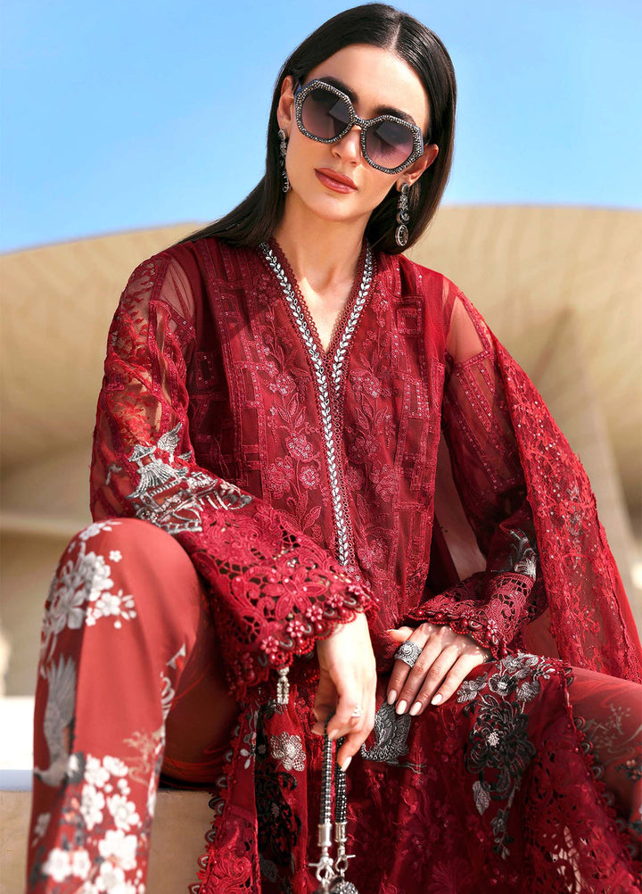 Maria B Unstitched Embroidered Luxury Lawn 3 Piece Suit MB26UEL 7A - Eid Collection