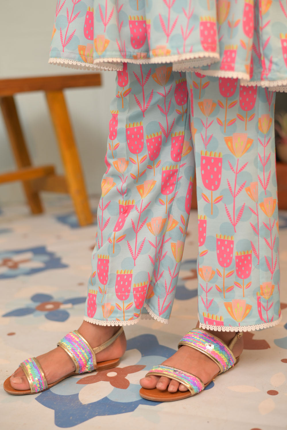 Senorita Kids RTW Ferozi and Multicolor Casual 2 Piece Suit Polyester Lawn Printed KAC-02945 - Summer Collection