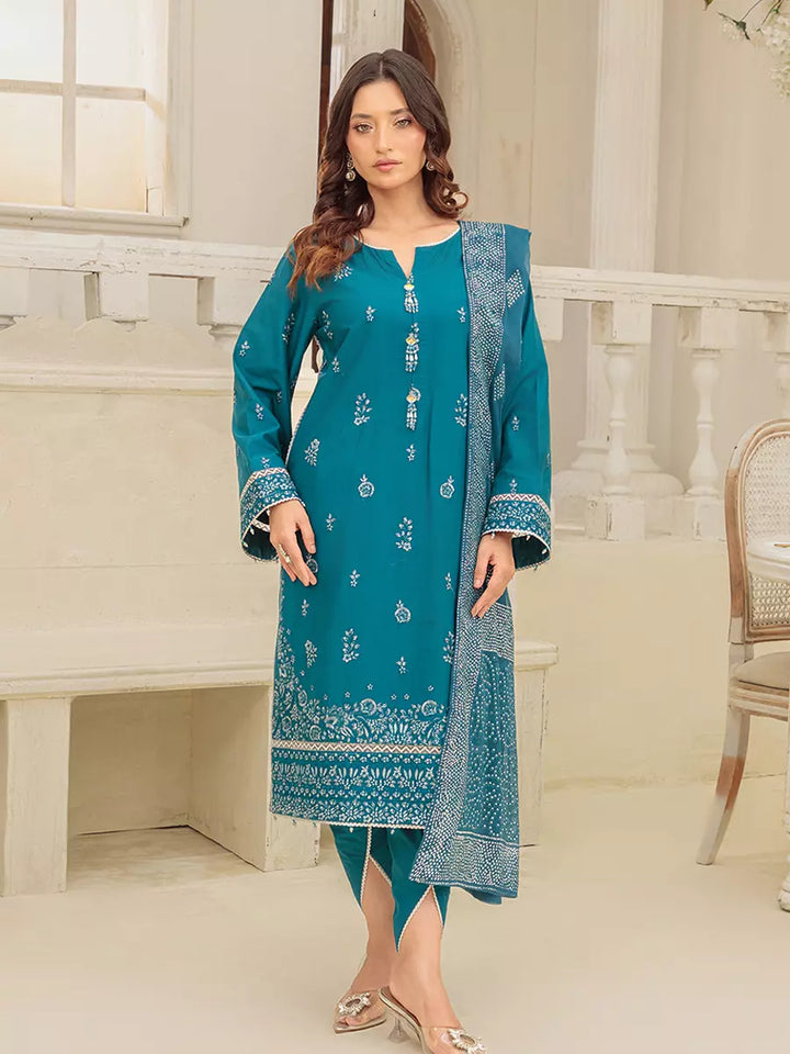 Salitex Unstitched Embroidered Cambric 3 Piece Suit UNS7MK012UT - Festive Collection