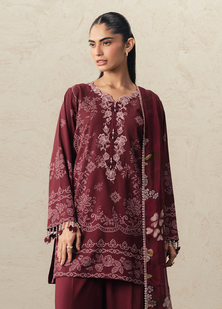Moonsoon Edit by Cross Stitch Unstitched Printed Cambric 3 Piece Suit CS26UCM Velvet Whisper - Casual Collection