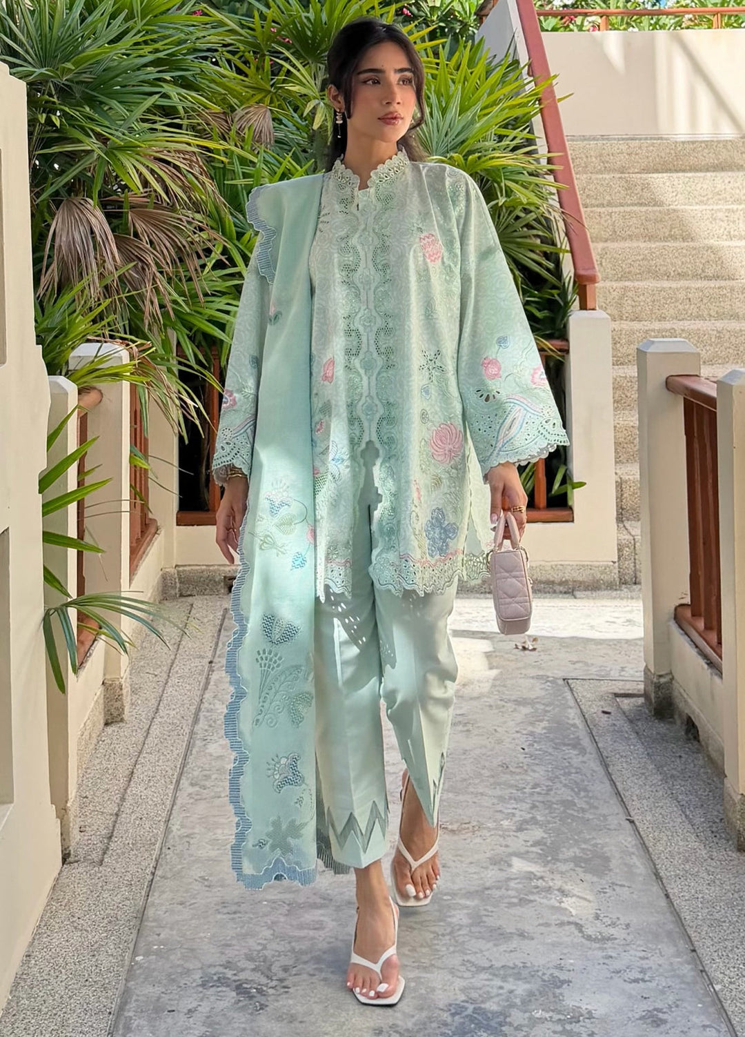 Q Line by Qalamkar Unstitched Embroidered Lawn 3 Piece Suit QLK26ULQ LEYA QKL-7 - Festive Collection
