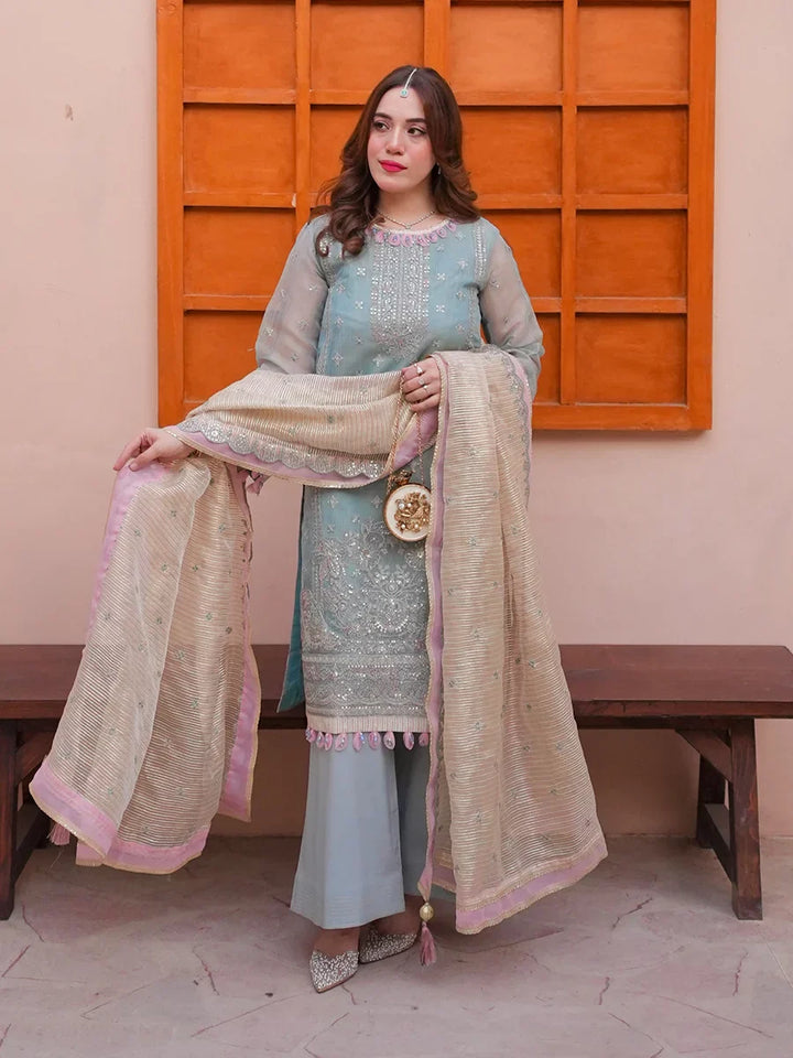 Salitex Unstitched Embroidered Cotton Net 3 Piece Suit SUNS7JI064UT - Festive Collection