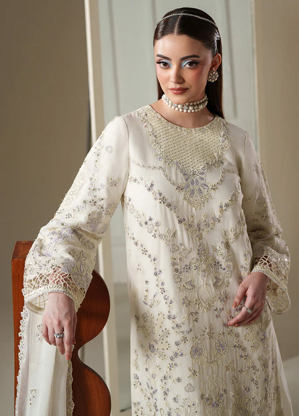 Nouvelle by Emaan Adeel Unstitched Embroidered Chiffon 3 Piece Suit EA26UNC Eloise - Festive Collection