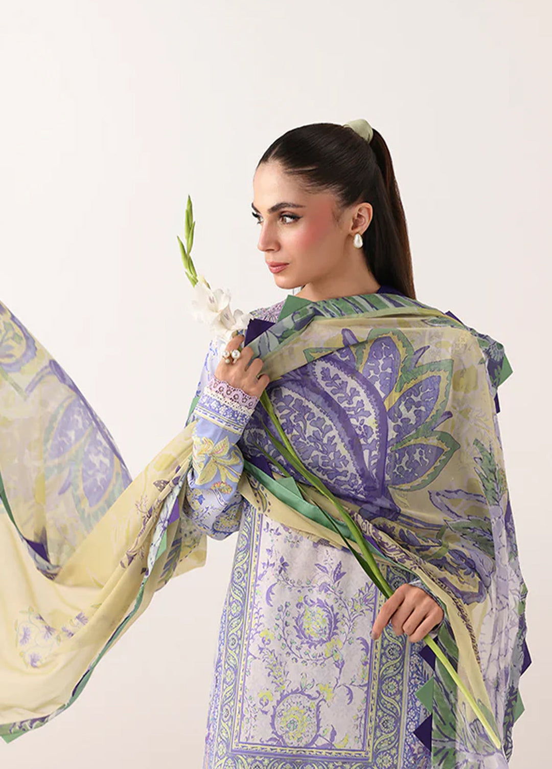 Rosette by Roheenaz Unstitched Lawn Embroidered 3 Piece Suit RNZ26UR Blush Meadow-4B - Summer Collection