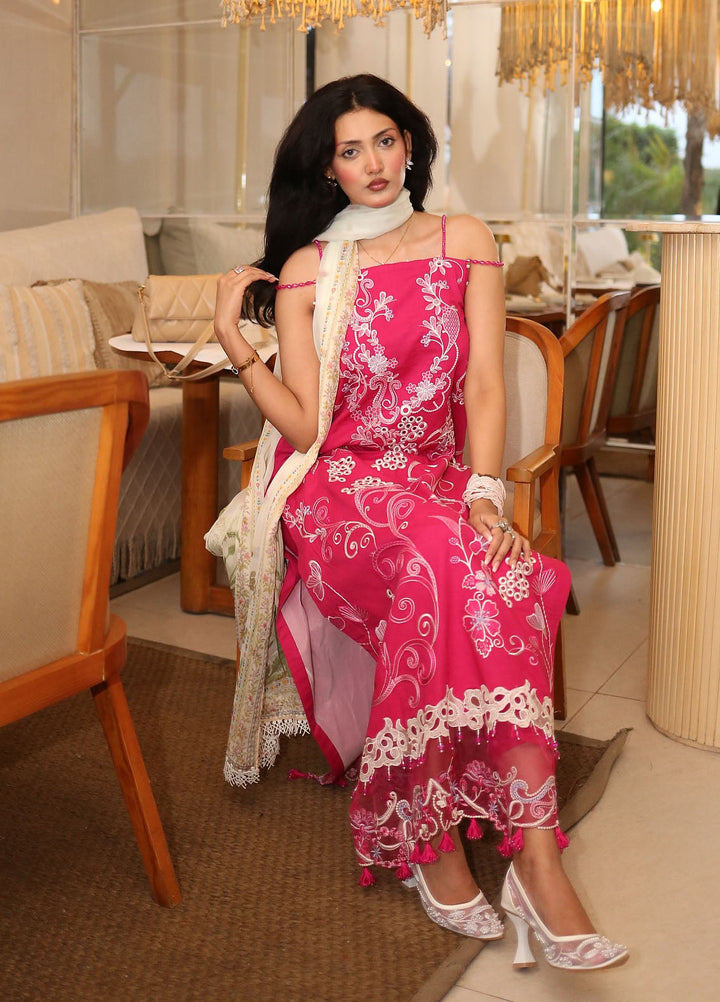 Asifa and Nabeel Unstitched Embroidered Lawn 3 Piece Suit AN26ULE Fuchsia Allure VSL 26-09 - Eid Collection