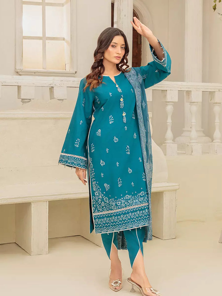 Salitex Unstitched Embroidered Cambric 3 Piece Suit UNS7MK012UT - Festive Collection