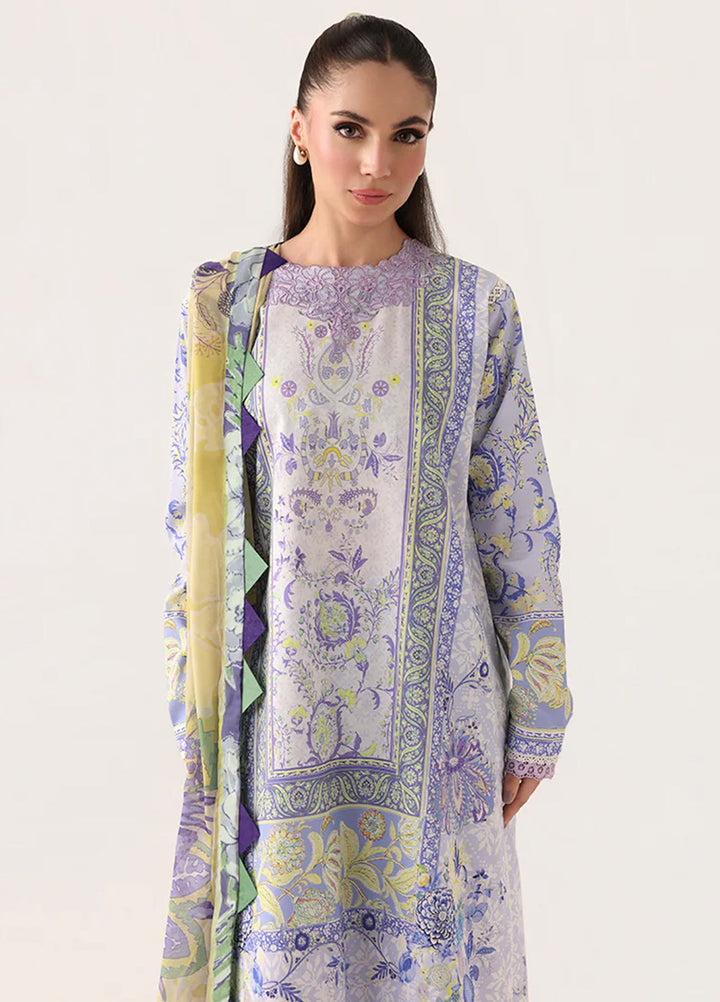 Rosette by Roheenaz Unstitched Lawn Embroidered 3 Piece Suit RNZ26UR Blush Meadow-4B - Summer Collection