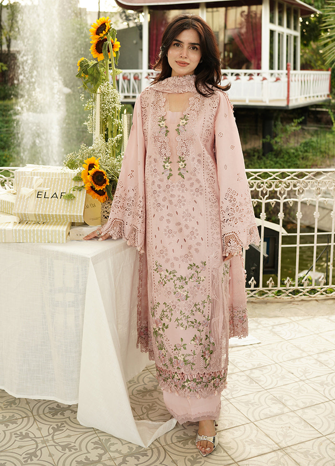 Elaf Premium Unstitched Embroidered Lawn 3 Piece Suit EL26ULF Love Escape ELQ-1B - Festive Collection